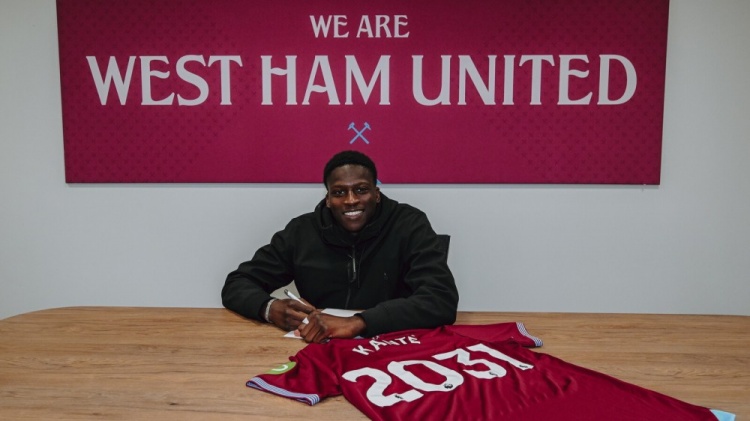 官方：西汉姆与20岁中场莫哈马杜-坎特续约至2031年